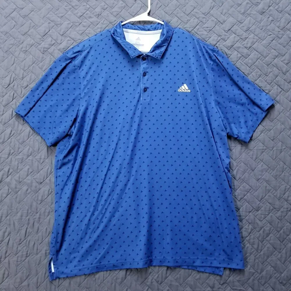 Adidas Polo Golf Shirt Mens 2XL Blue Performance‎ Fit Short Sleeve Collared